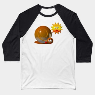 Cute Snail With Smiling Sun Baseball T-Shirt